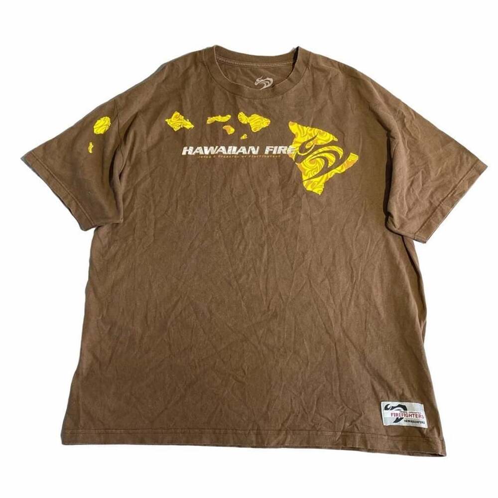 Hawaiian Fire T-Shirt Size XXL Brown Hawaii Tribal Graphic